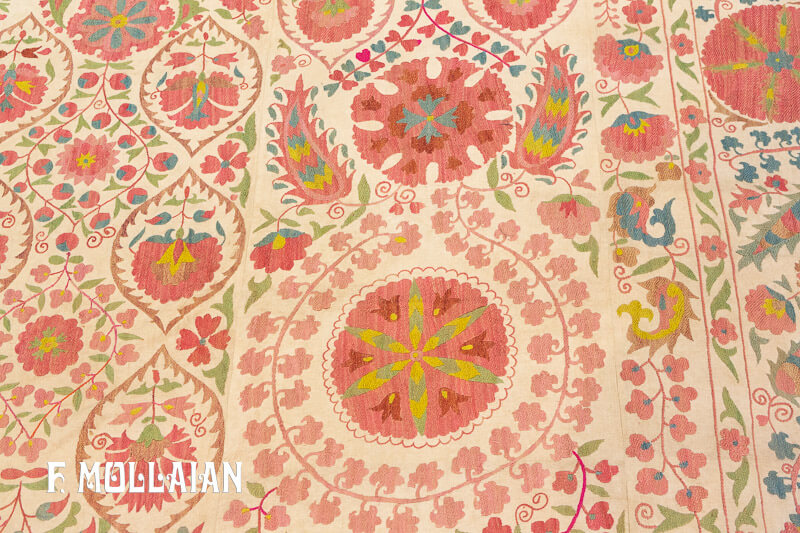 Old Uzbeck Embroidery Suzani Silk Textile n°:90996398